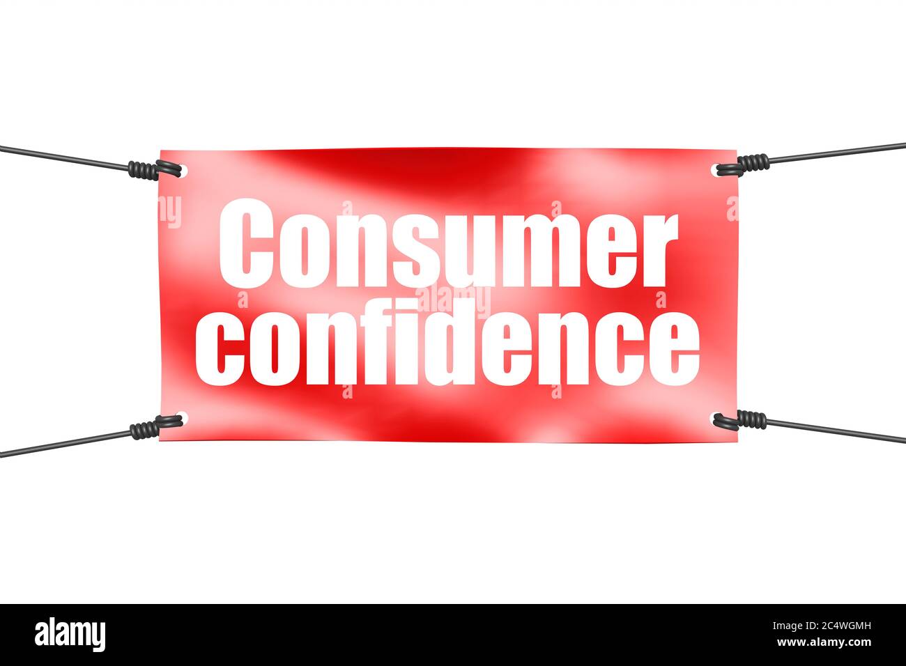 Verbrauchervertrauen mit rotem Bindeband, 3D-Rendering Stockfoto