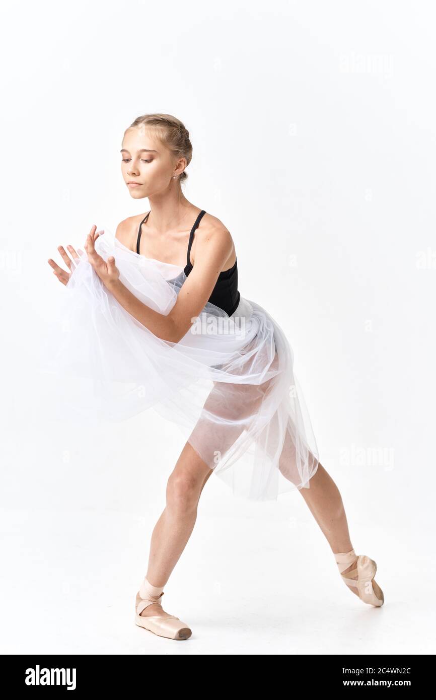 Frau Ballerina Tanz Übung Elastizität Stockfoto