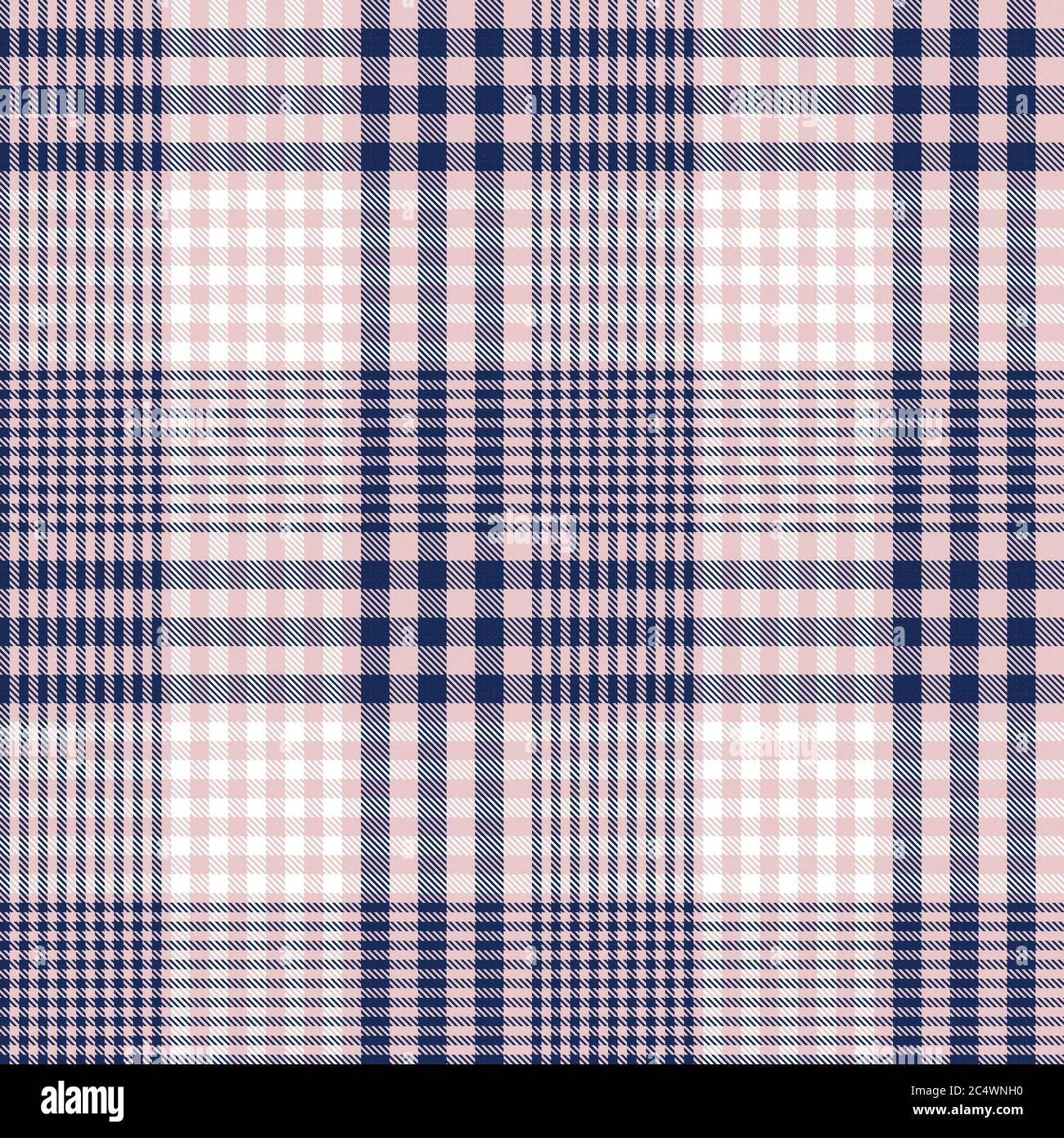 Pink Navy Glen Plaid strukturiertes nahtloses Muster für Mode-Textilien und Grafiken Stockfoto