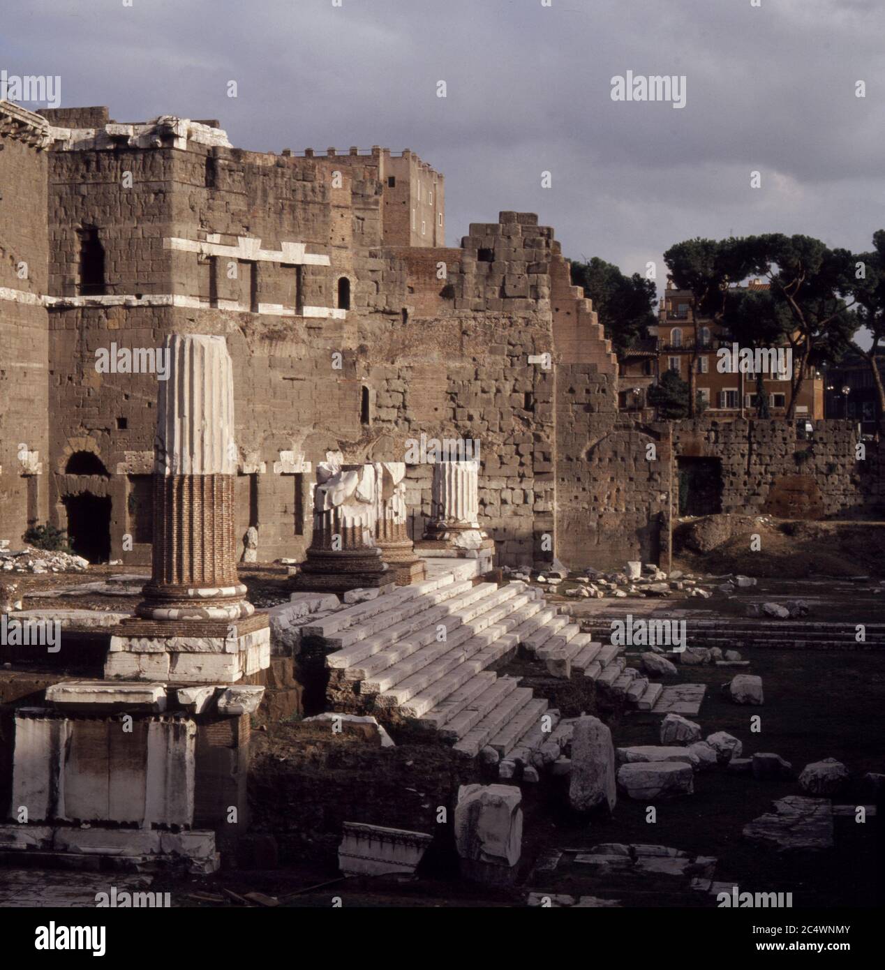 Podium des Mars-Tempels im Forum des Augustus, Rom Stockfoto