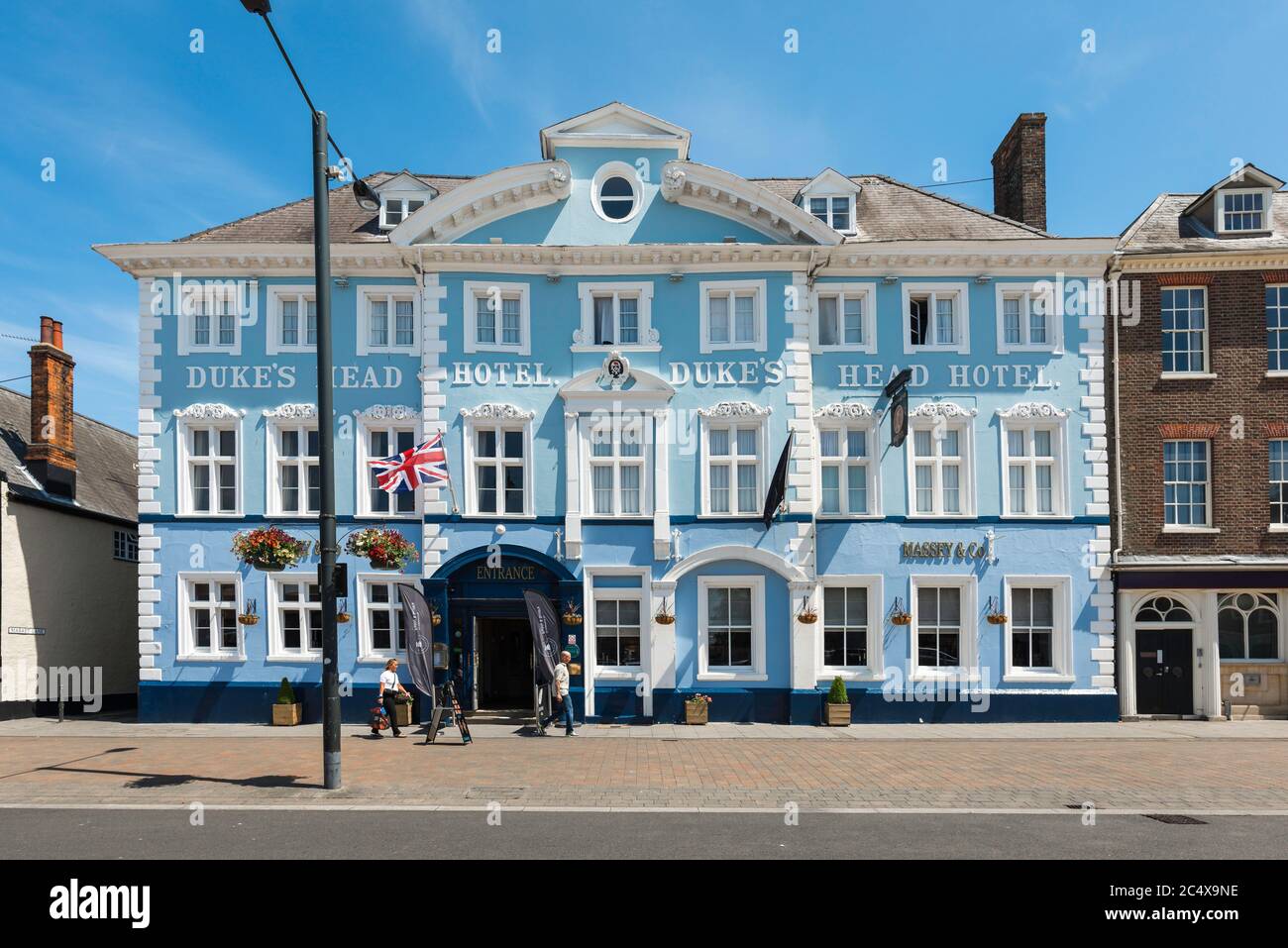 King's Lynn Hotel, Blick auf das King's Head Hotel, ein historisches Postkutschenhaus am Tuesday Market Place in King's Lynn, Norfolk, England, Großbritannien Stockfoto