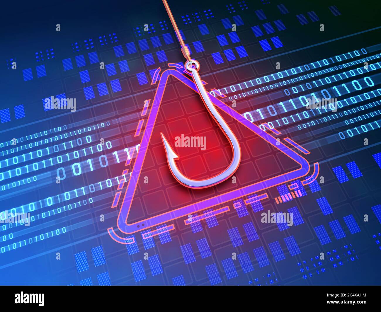 Cyber-Angriff mit der Phishing-Technik. 3D-Illustration. Stockfoto