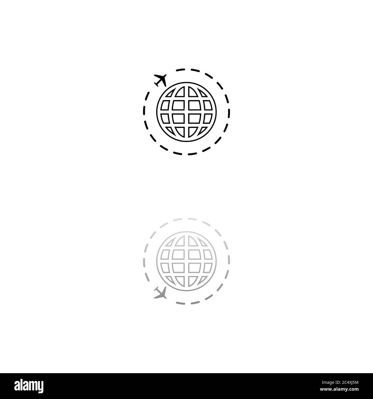 Reisen. Schwarzes Symbol auf weißem Hintergrund. Einfache Illustration. Symbol Für Flachen Vektor. Spiegelungsschatten. Kann in Logo, Web, Mobile und UI UX verwendet werden Stock Vektor