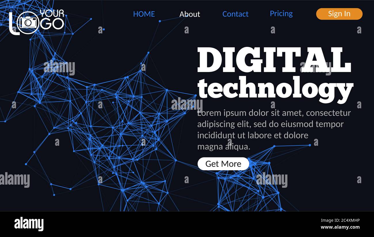Bunte abstrakte Landing Page mit Plexus Stock Vektor