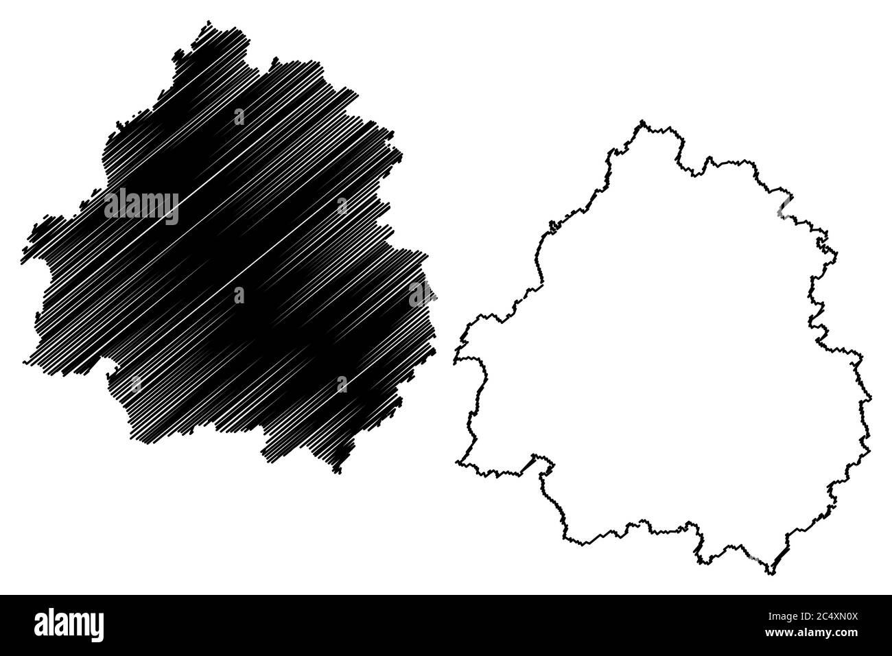 Departamento Dordogne (Frankreich, Frankreich, Frankreich, Region Nouvelle-Aquitaine) Karte Vektorgrafik, Skizze Dordogne Karte Stock Vektor