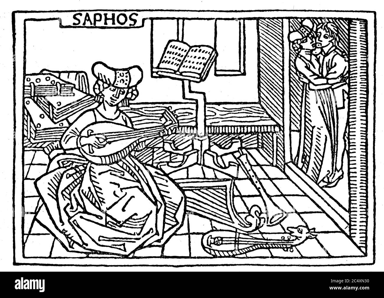Sappho. Aus dem Buch von Boccaccio, von berühmten Frauen, 1473 / Sappho. Aus dem Buch von Boccaccio, von den berufenen Frauen, 1473 Stockfoto