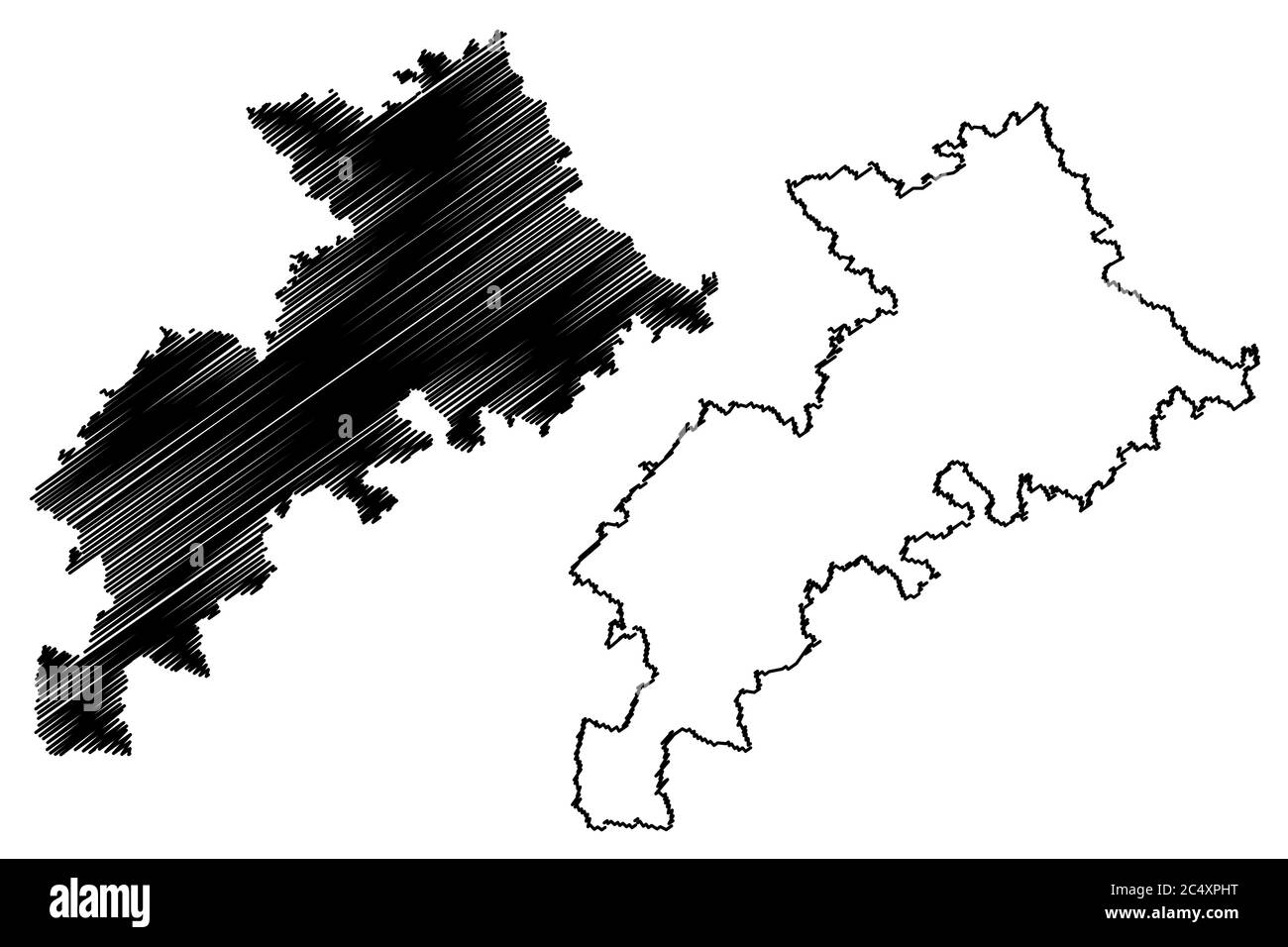 Departamento Haute-Garonne (Frankreich, Frankreich, Frankreich, Okzitanien oder Okzitanien) Karte Vektorgrafik, Skizze Nauta Garona Karte Stock Vektor