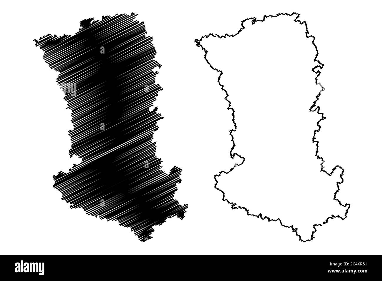 Département Deux-Sevres (Frankreich, Frankreich, Frankreich, Region Nouvelle-Aquitaine) Karte Vektorgrafik, Skizze Deux Sevres Karte Stock Vektor