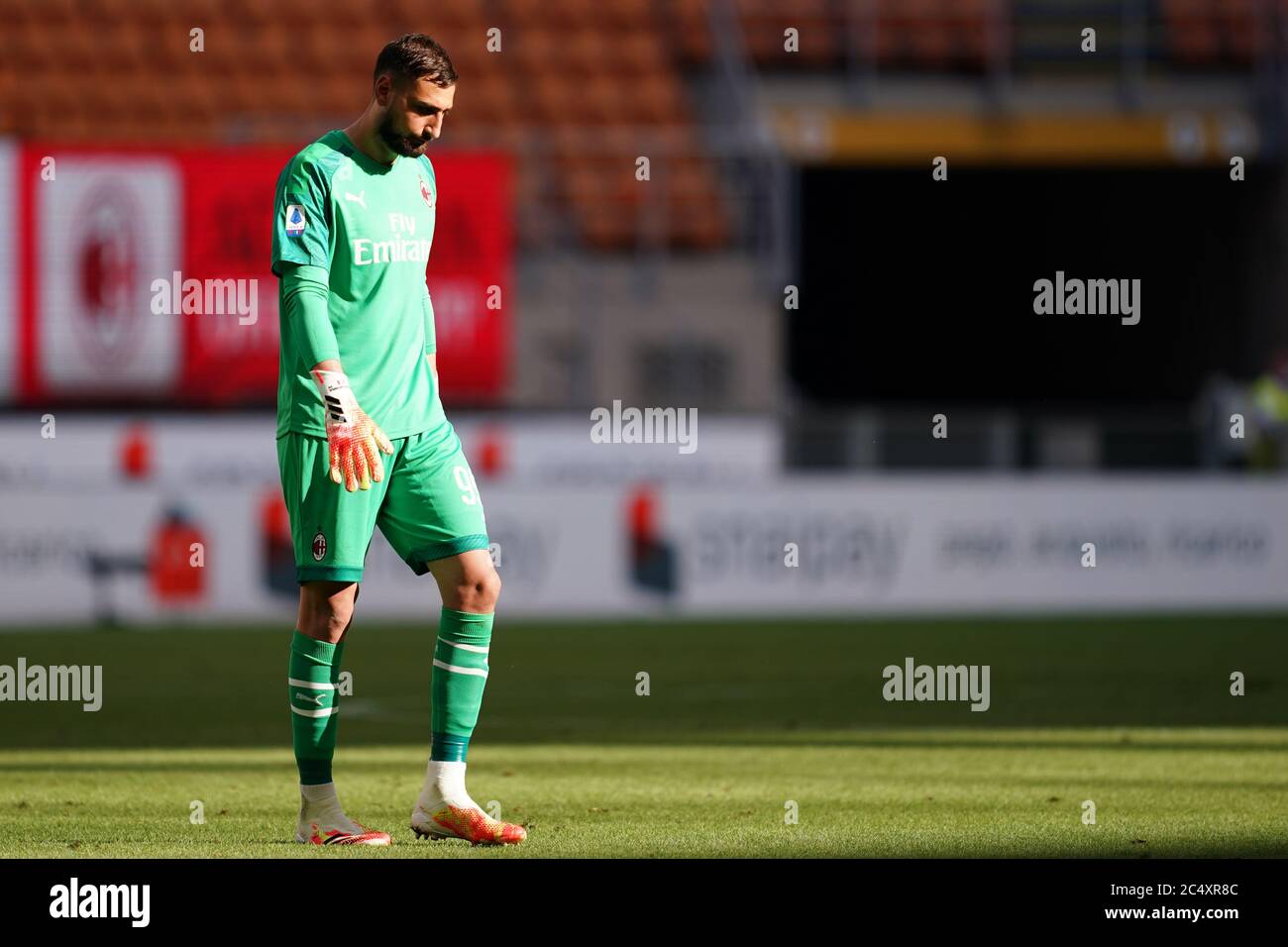 Mailand (Italien) 28. Juni 2020. Gianluigi Donnarumma von AC Mailand während der Serie EIN Spiel zwischen AC Mailand und AS Roma. Stockfoto