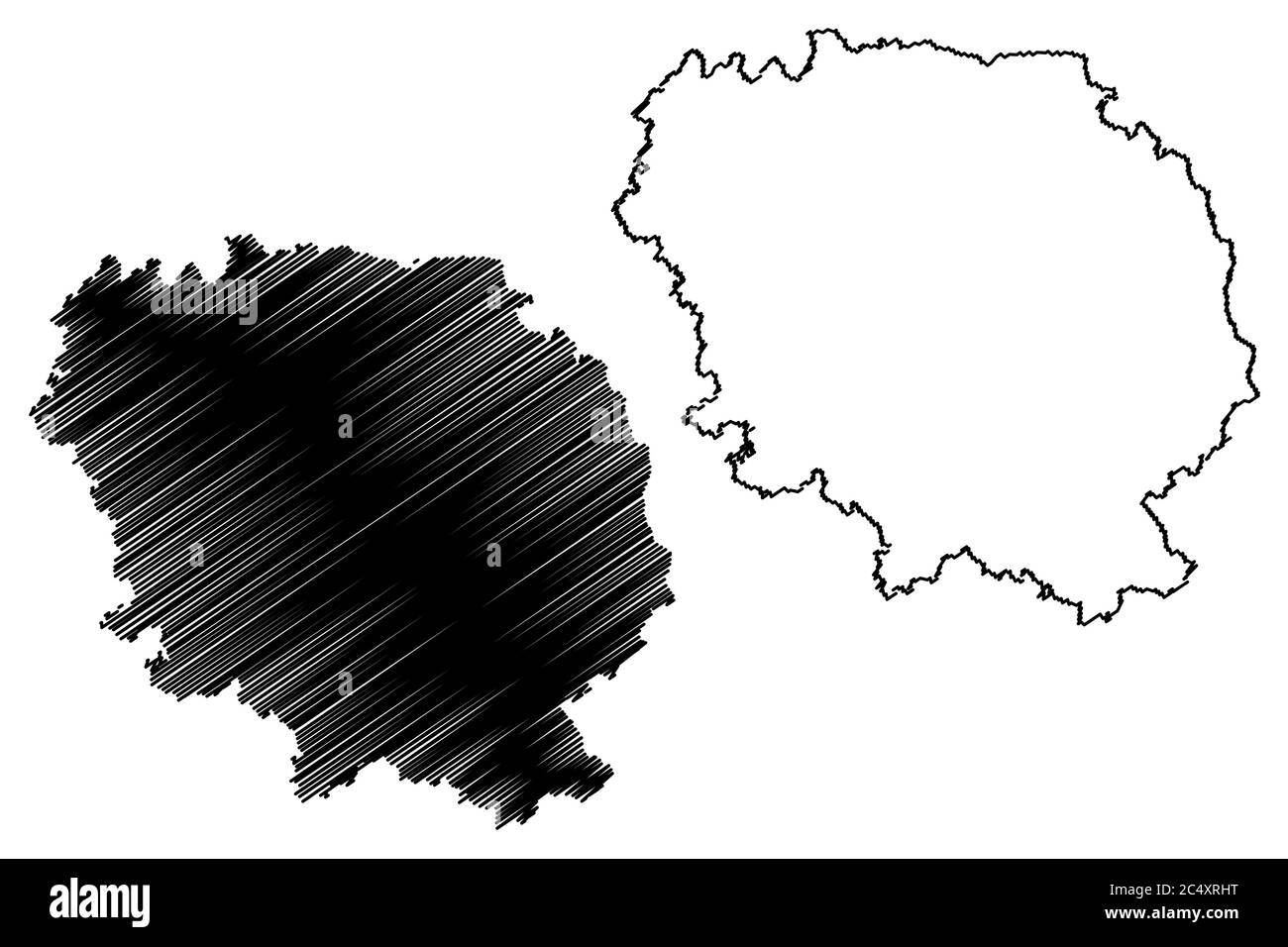Creuse Department (Frankreich, Frankreich, Frankreich, Nouvelle-Aquitaine Region) Karte Vektorgrafik, Skizze Scribble Creuse Karte Stock Vektor