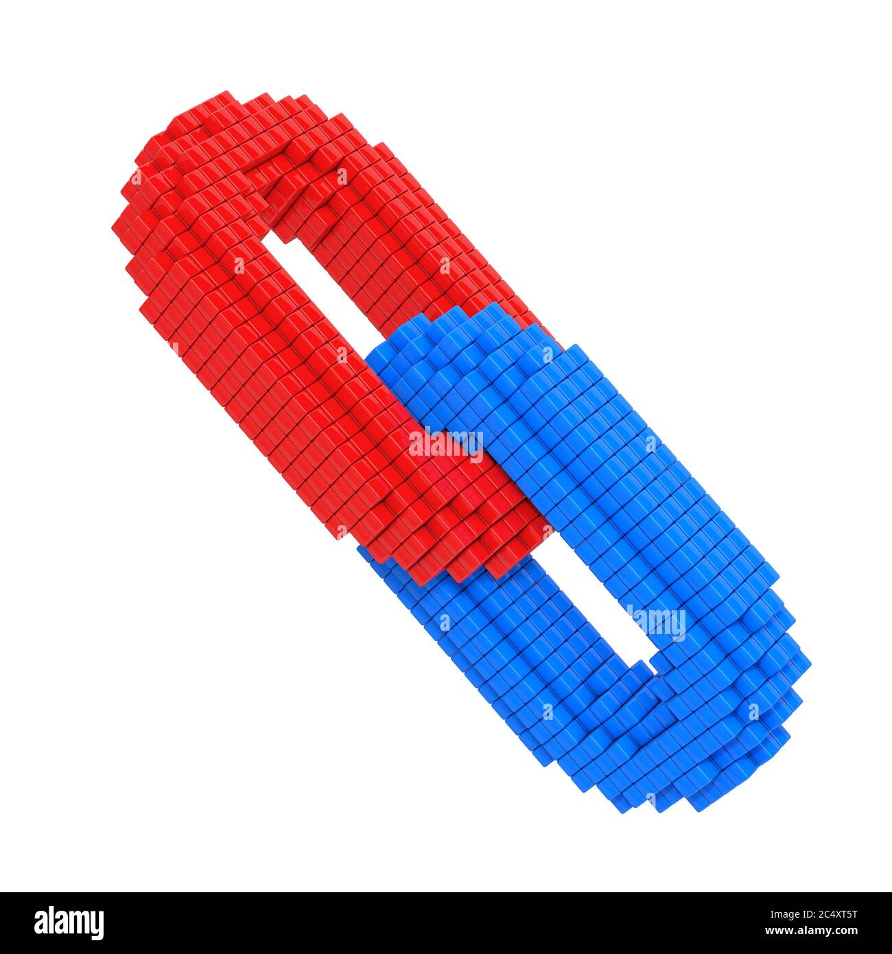 Digitales Blockchain-Konzept. Kette mit Blockverbindung auf weißem Hintergrund. 3d-Rendering Stockfoto