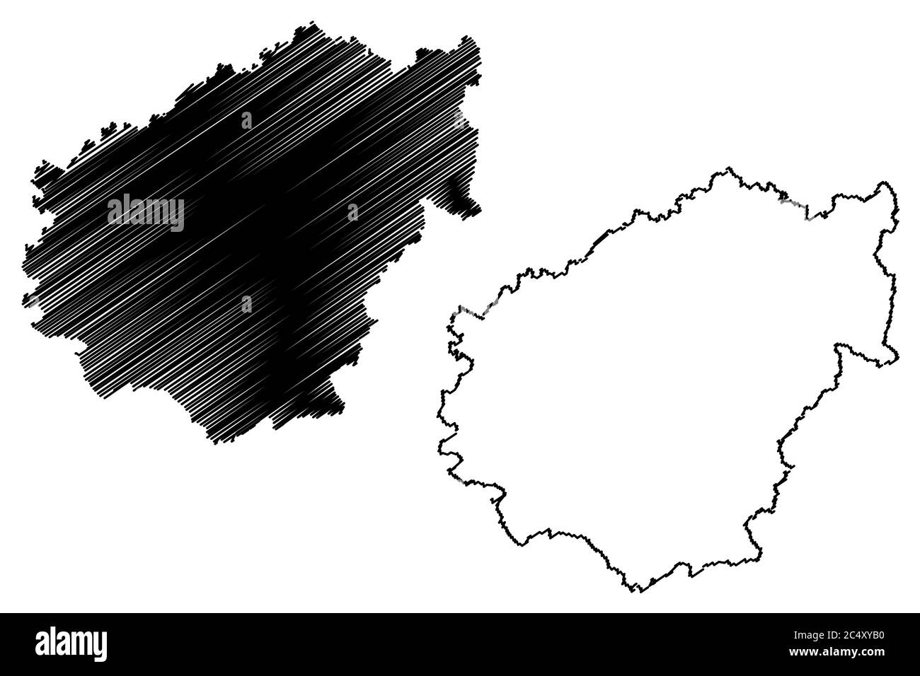 Departamento Correze (Frankreich, Frankreich, Frankreich, Region Nouvelle-Aquitaine) Karte Vektorgrafik, Skizze Correze Karte Stock Vektor