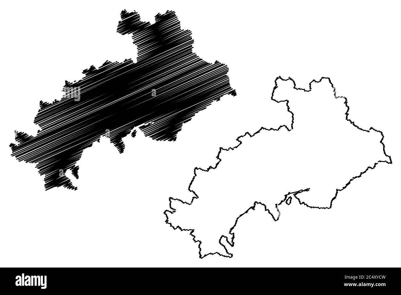 Departamento Hautes-Alpes (Frankreich, Frankreich, Provence-Alpes-Cote d Azur Region) Karte Vektorgrafik, Skizze Skizze Hautes Alpes Karte Stock Vektor