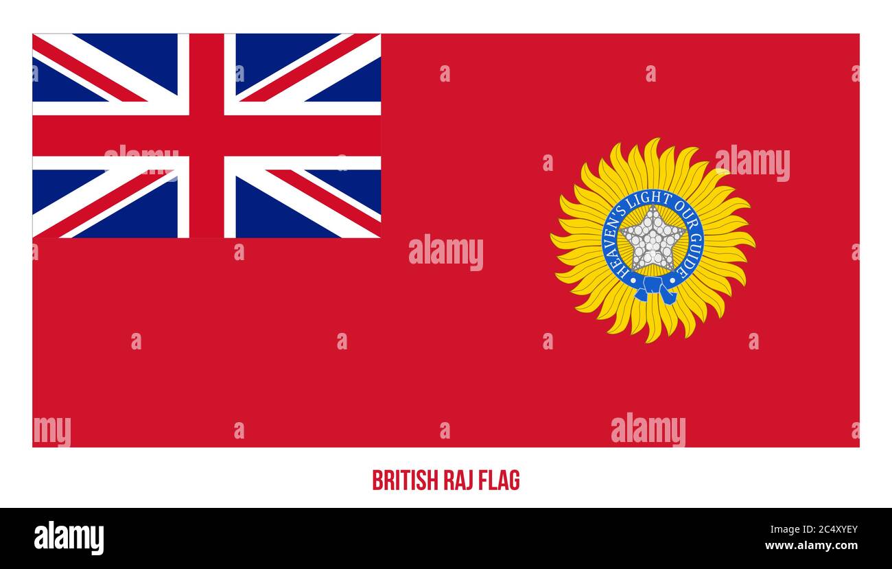 British Raj (1858-1947) Flagge schwenkten Vector Illustration auf weißem Hintergrund. East India Company Flagge. Stock Vektor