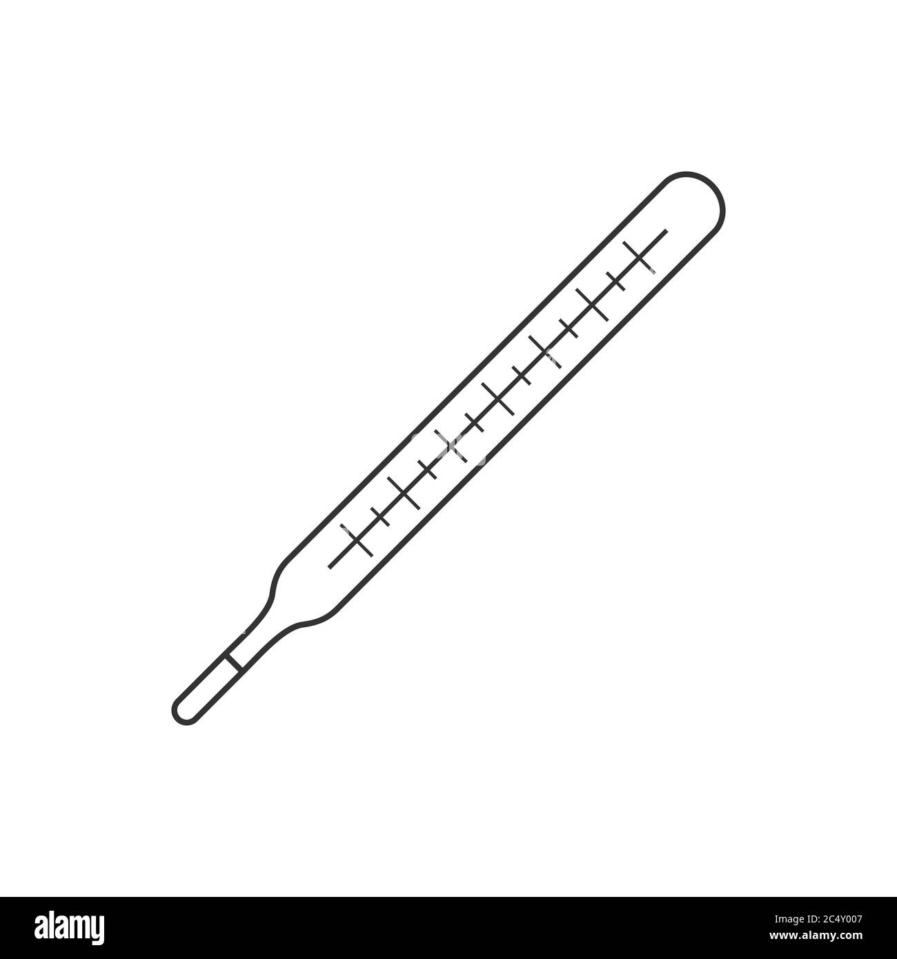 Symbol für klassische Thermometerlinie auf weißem Hintergrund. Quecksilberthermometer für die Temperaturmessung am menschlichen Körper. Symbol für medizinisches Diagnosewerkzeug für Fieber Stock Vektor