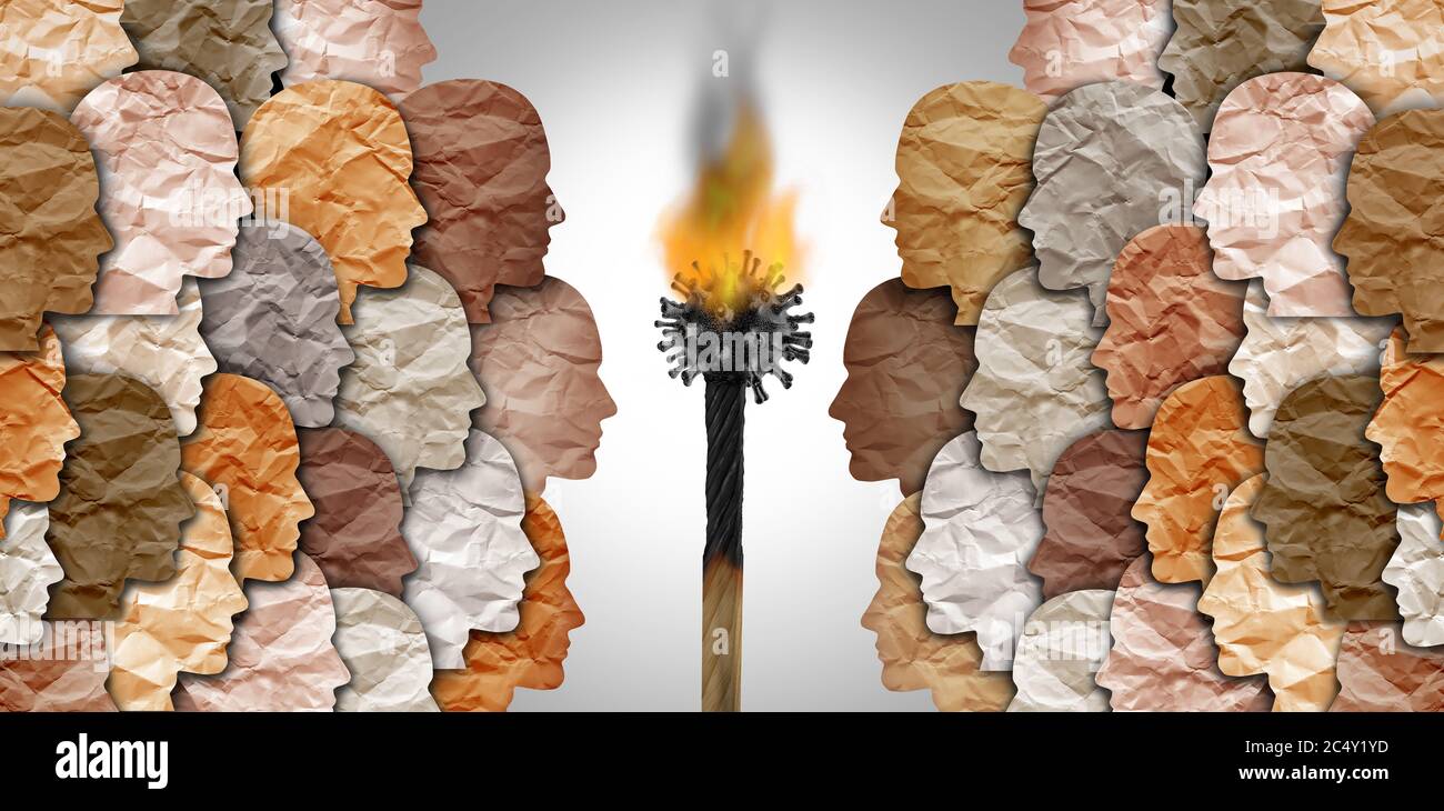 Übertragung von Humanviren Gefahr von Coronaviren und Risiko für die öffentliche Gesundheit Krankheit und Grippeausbruch oder Grippe als globales medizinisches Pandemiekonzept. Stockfoto