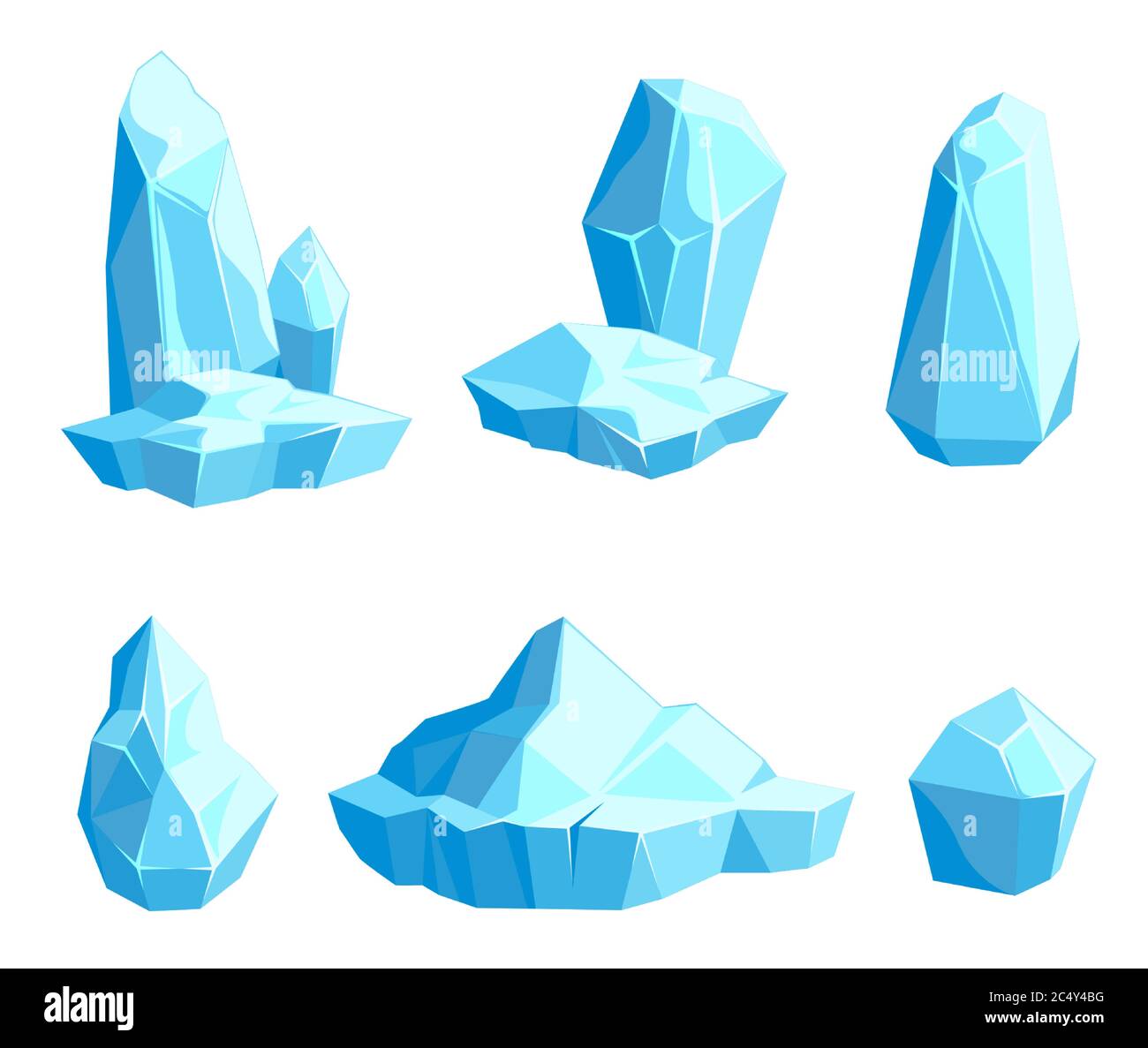 Einstellen der Stücke und Kristalle aus Eis, Eisberge für Design und Dekor Stock Vektor
