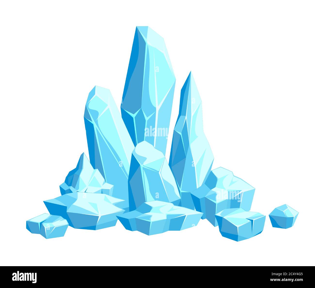 Eisstücke und Eiskristalle, Eisberge für Design und Dekor Stock Vektor