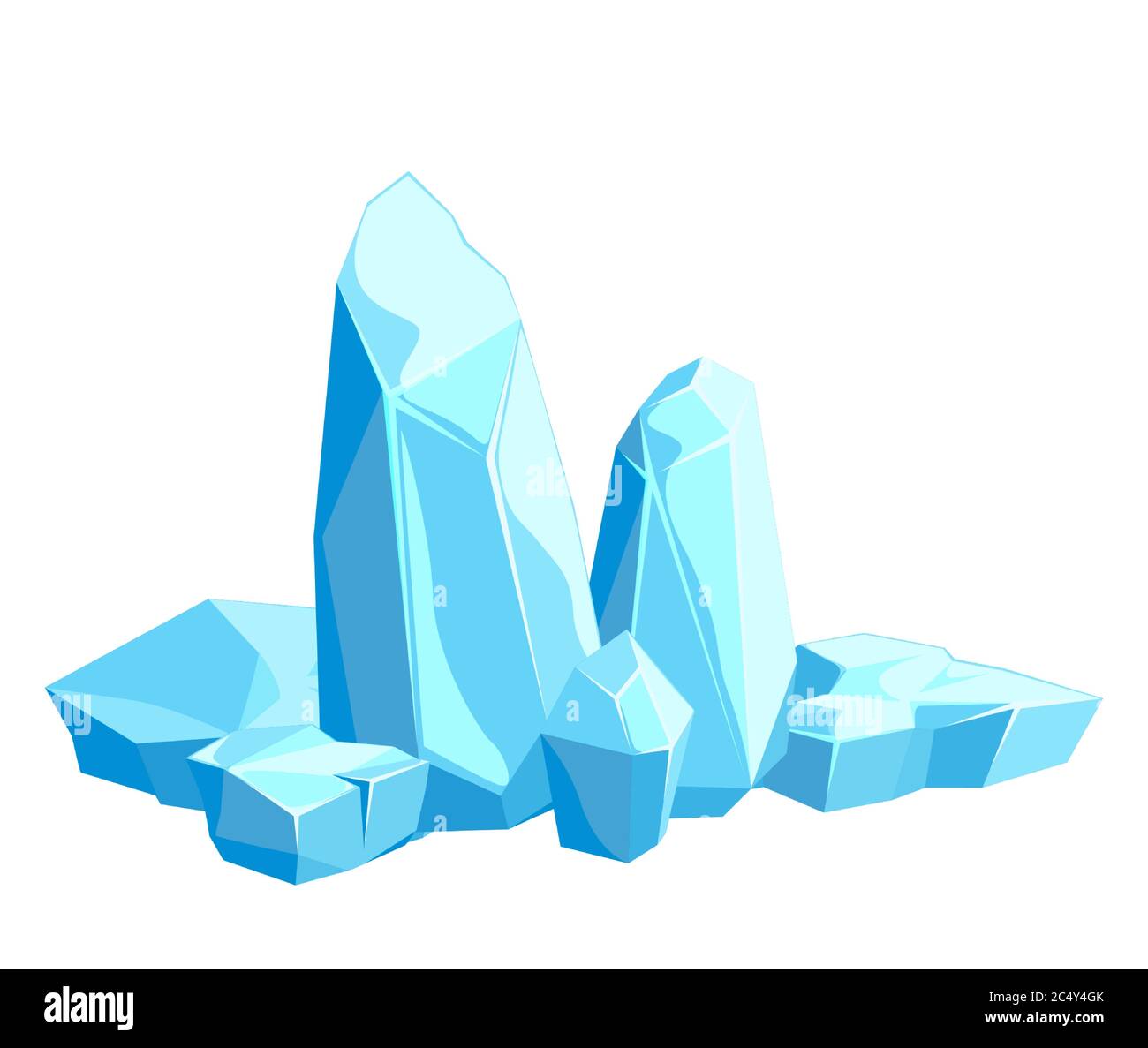 Eisstücke und Eiskristalle, Eisberge für Design und Dekor Stock Vektor