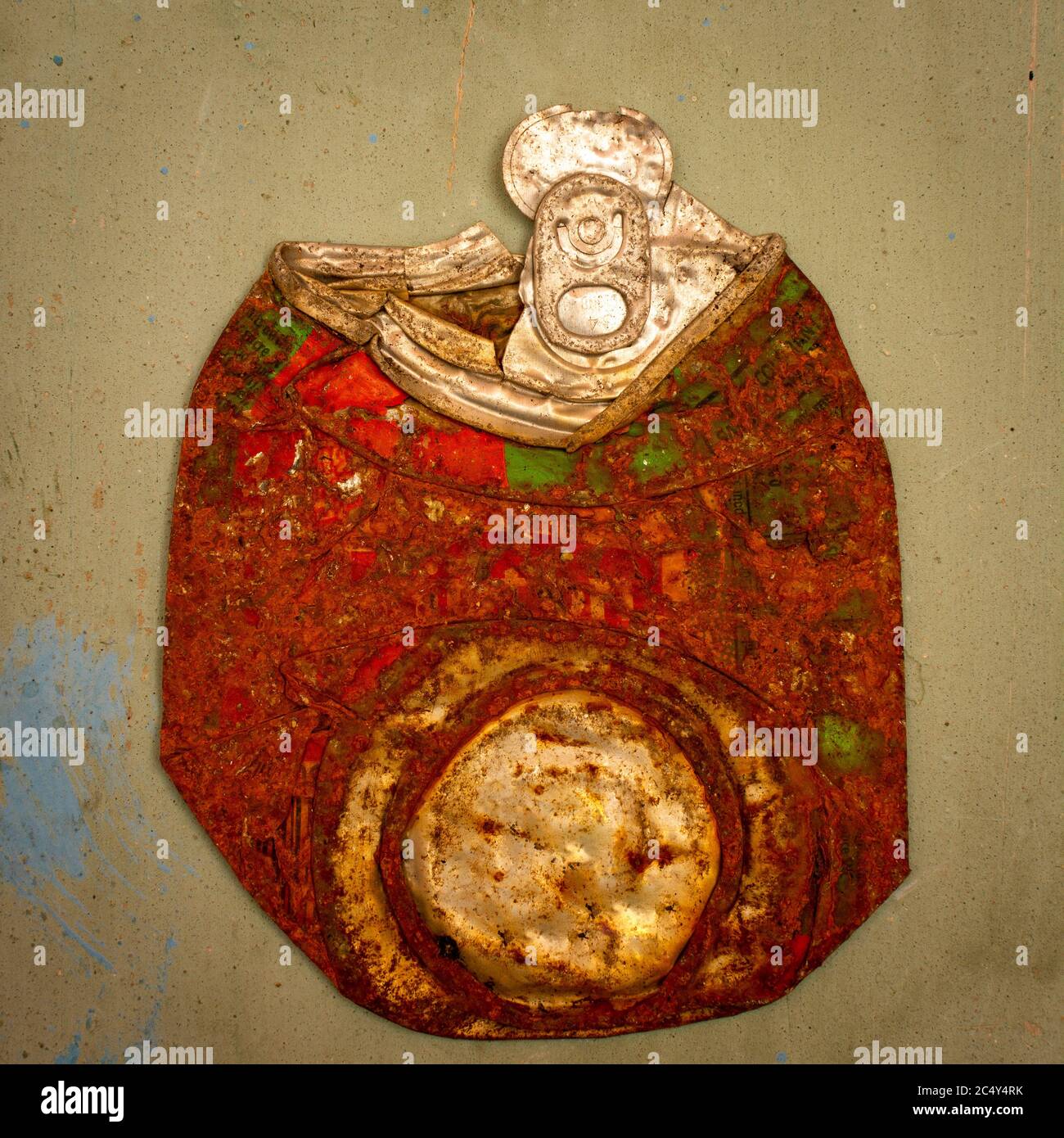 Nahaufnahme einer rostigen Dose Stockfoto