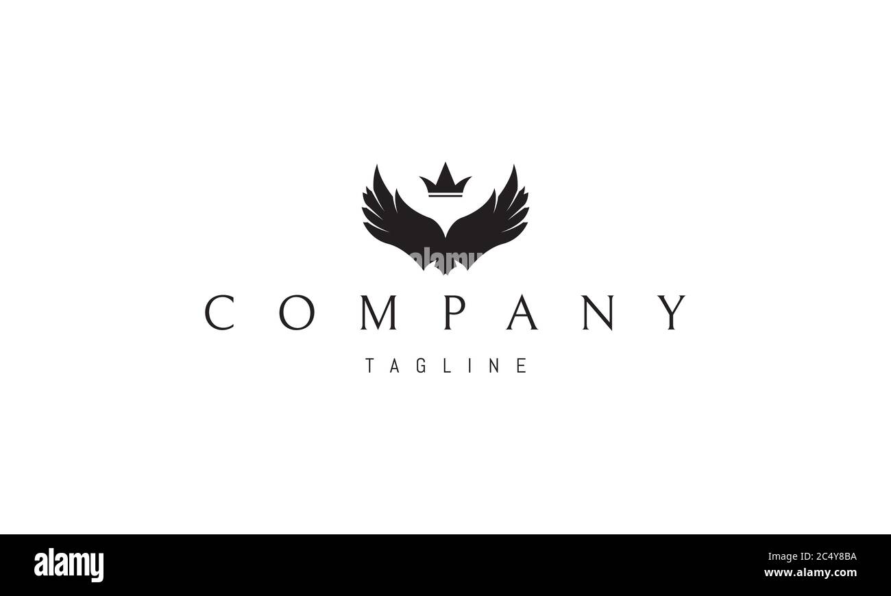 Vektor-Logo, auf dem ein abstraktes Bild von Flügeln mit einer Krone in der Mitte. Stock Vektor
