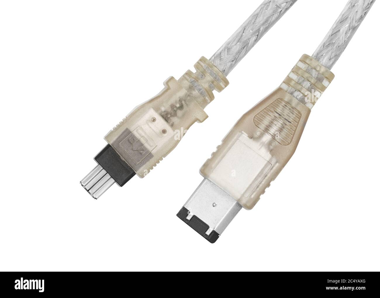 FireWire-Kabel auf weißem Hintergrund isoliert Stockfoto