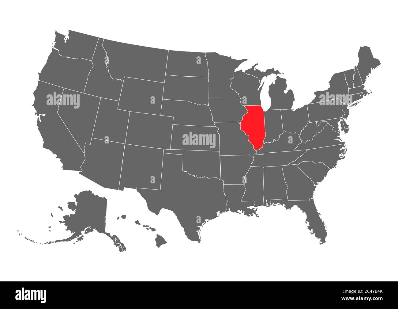 Illinois Vektorkarte. Detaillierte Darstellung. Vereinigte Staaten von Amerika Land . Stock Vektor