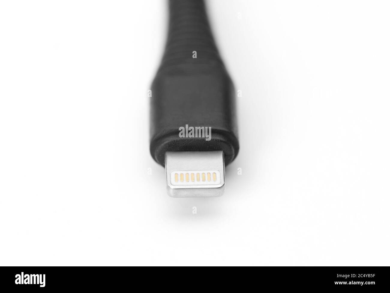 Lightning mobile Ladekabel auf weißem Hintergrund isoliert Stockfoto