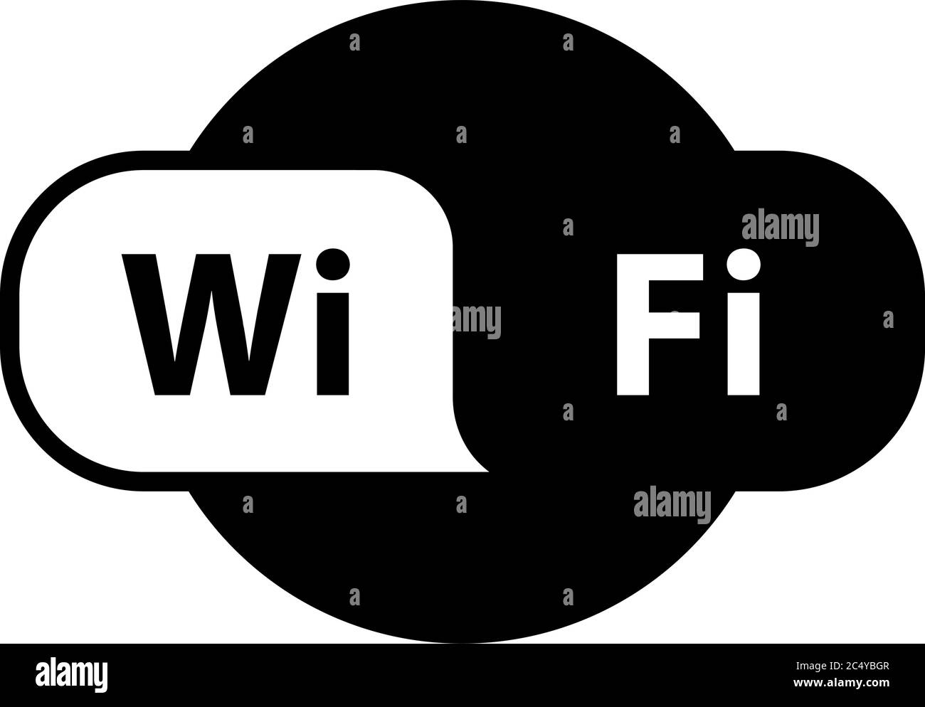 WiFi Logo Zone Lage Wireless Internet Signal flach - für Lager, Symbol. Stock Vektor