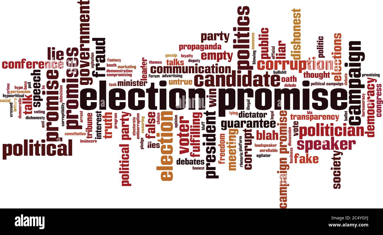 Wahl Versprechen Wort Wolke Konzept. Collage aus Worten über Wahlversprechen. Vektorgrafik Stock Vektor