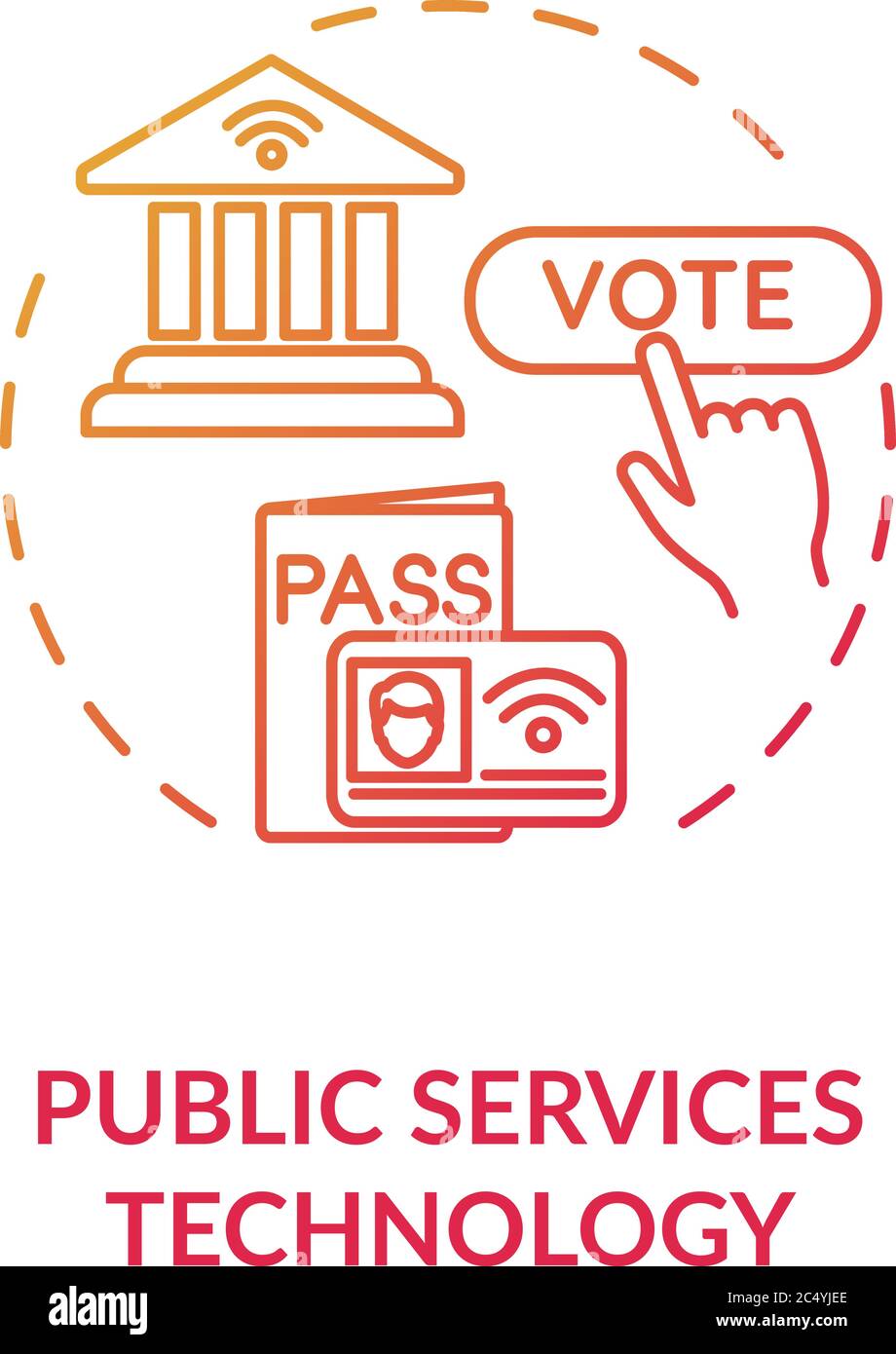 Symbol für öffentliches Dienstleistungskonzept mit rotem Gradienten Stock Vektor