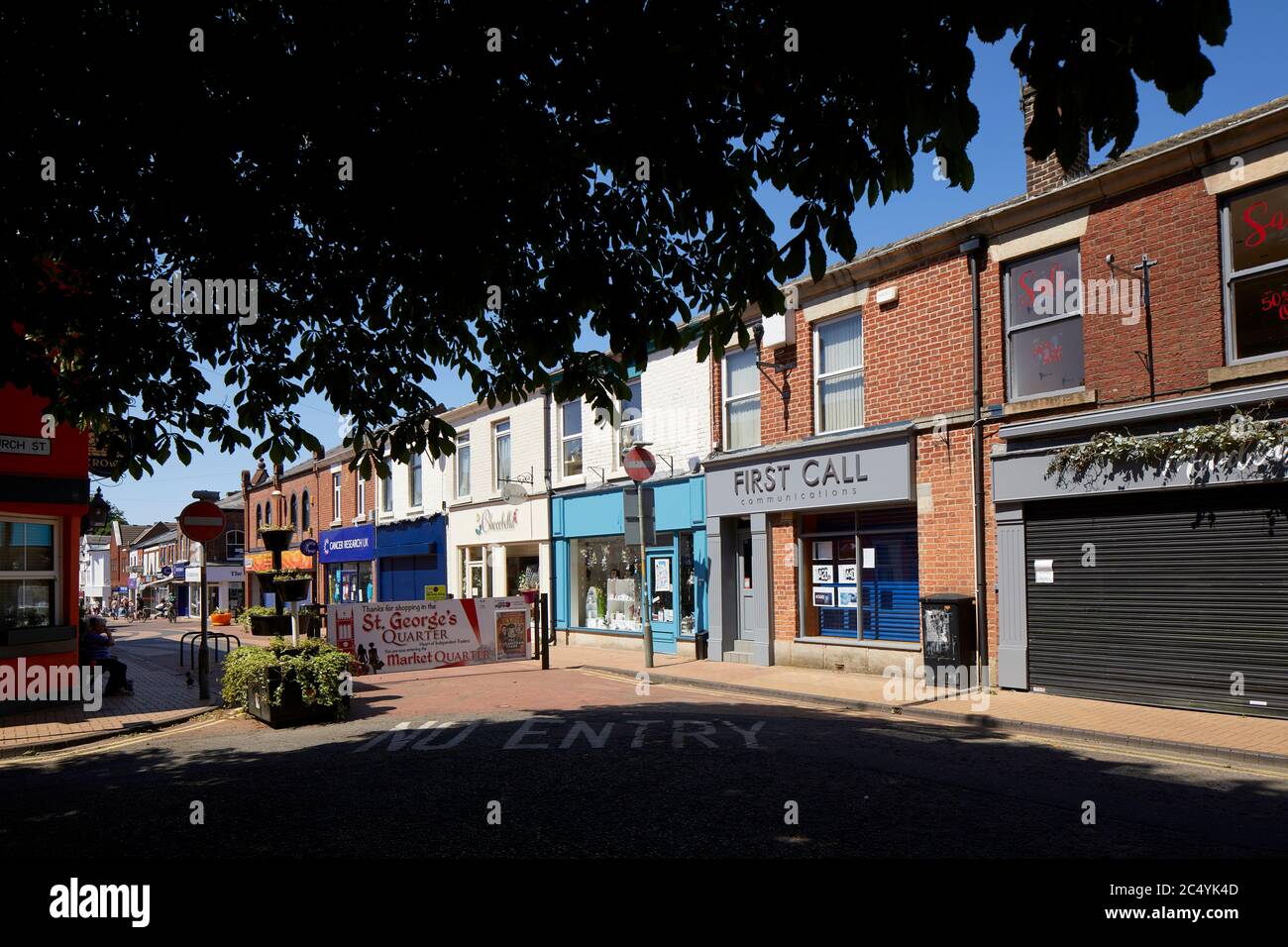 Chorley Stadtzentrum in lancashire unabhängige Geschäfte auf Chapel Street Stockfoto