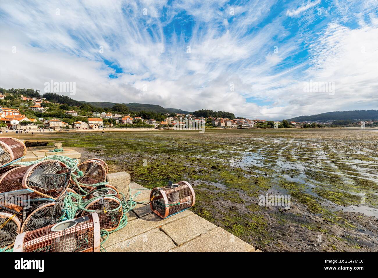 Fischerdorf Combarro. Tourismus in Galicien. Die schönsten Plätze in Spanien. Stockfoto