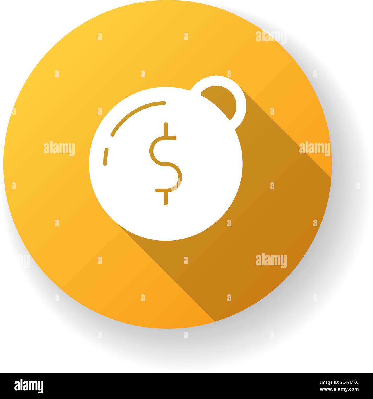 Schwere Schulden gelb flache Design lange Schatten Glyphe Symbol Stock Vektor