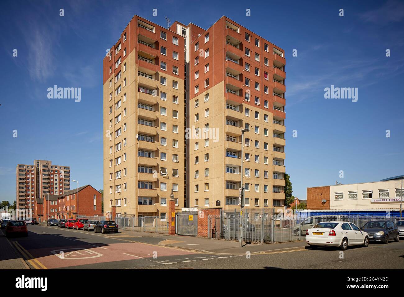 Ashton-under-Lyne Stadthaus Wohnungen Portland House ein 13-stöckiges Hochhaus Stockfoto