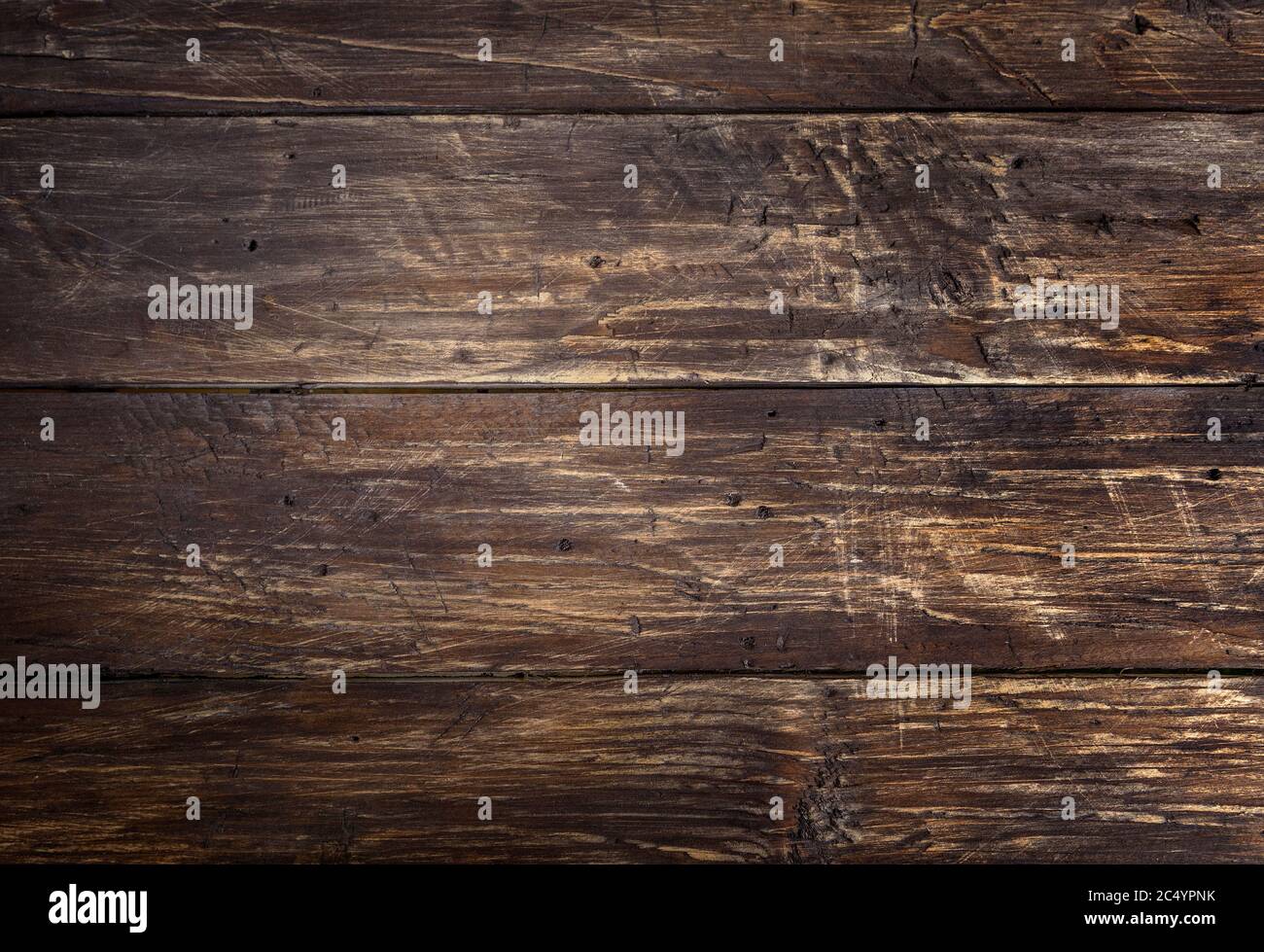 Braune Holz zerkratzt Schreibtisch Board Textur. Abstrakter Hintergrund, leere Vorlage, Textbereich. Stockfoto