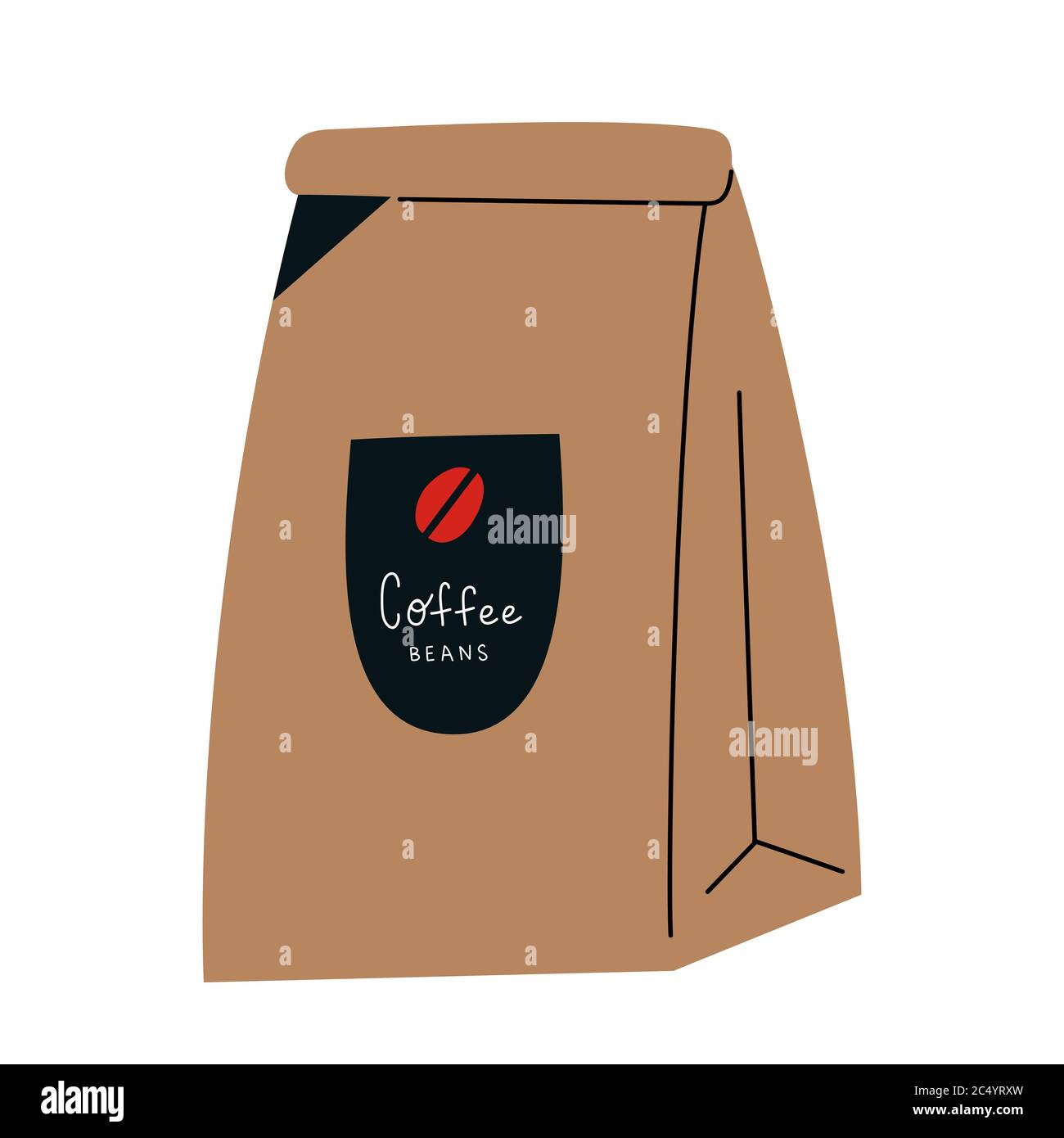 Kaffee Papier Basteltasche, Beutel für Kaffeebohnen oder gemahlenen Mischung, Coffee Shop Verpackung, isolierte Vektor-Illustration, farbige Symbol auf weiß Stock Vektor