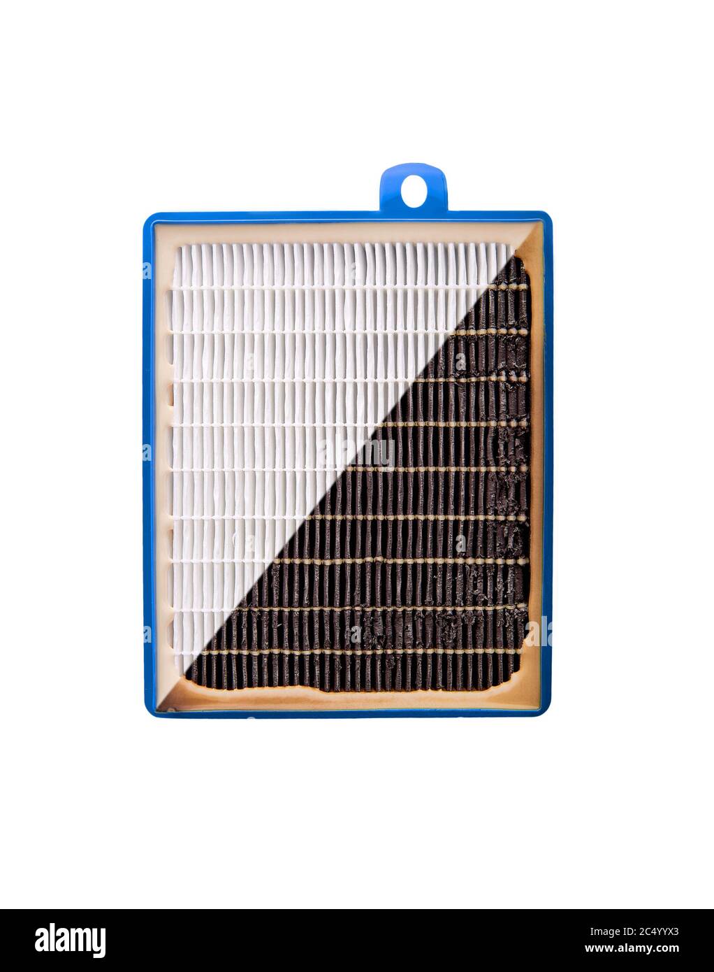 Hocheffizienter Luftfilter für HLK-System. Isoliert auf weißem Hintergrund. Neuer und gebrauchter Filter. Stockfoto Hocheffizienter Luftfilter für HLK-System. Isoliert auf weißem Hintergrund. Neuer und gebrauchter Filter. Stockfoto