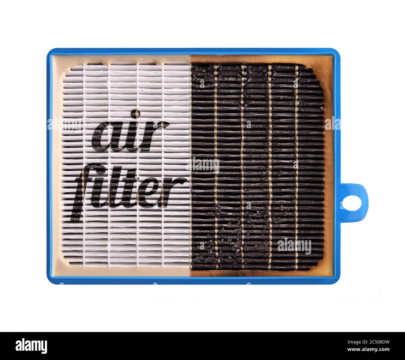 Hocheffizienter Luftfilter für HLK-System. Neuer und gebrauchter Filter. Stockfoto Hocheffizienter Luftfilter für HLK-System. Neuer und gebrauchter Filter. Stockfoto