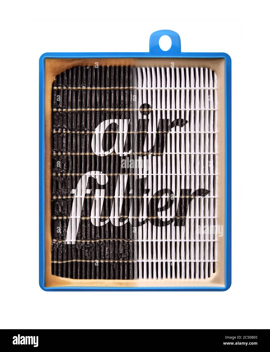 Hocheffizienter Luftfilter für HLK-System. Neuer und gebrauchter Filter. Stockfoto Hocheffizienter Luftfilter für HLK-System. Neuer und gebrauchter Filter. Stockfoto