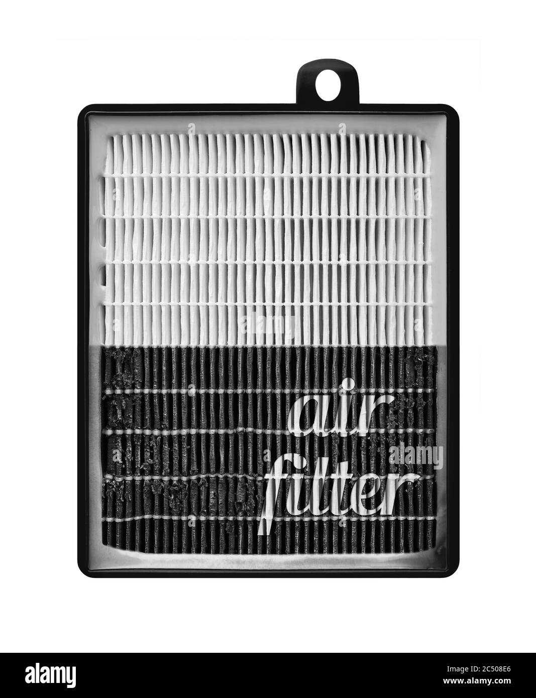 Hocheffizienter Luftfilter für HLK-System. Neuer und gebrauchter Filter. Stockfoto Hocheffizienter Luftfilter für HLK-System. Neuer und gebrauchter Filter. Stockfoto