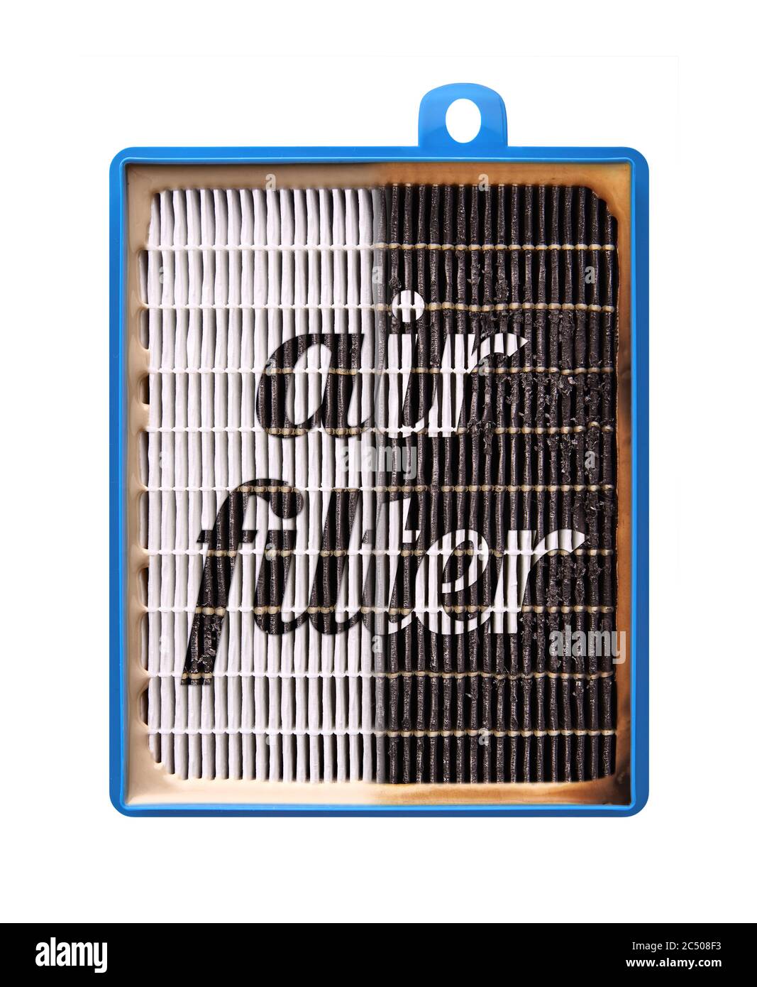 Hocheffizienter Luftfilter für HLK-System. Neuer und gebrauchter Filter. Stockfoto Hocheffizienter Luftfilter für HLK-System. Neuer und gebrauchter Filter. Stockfoto