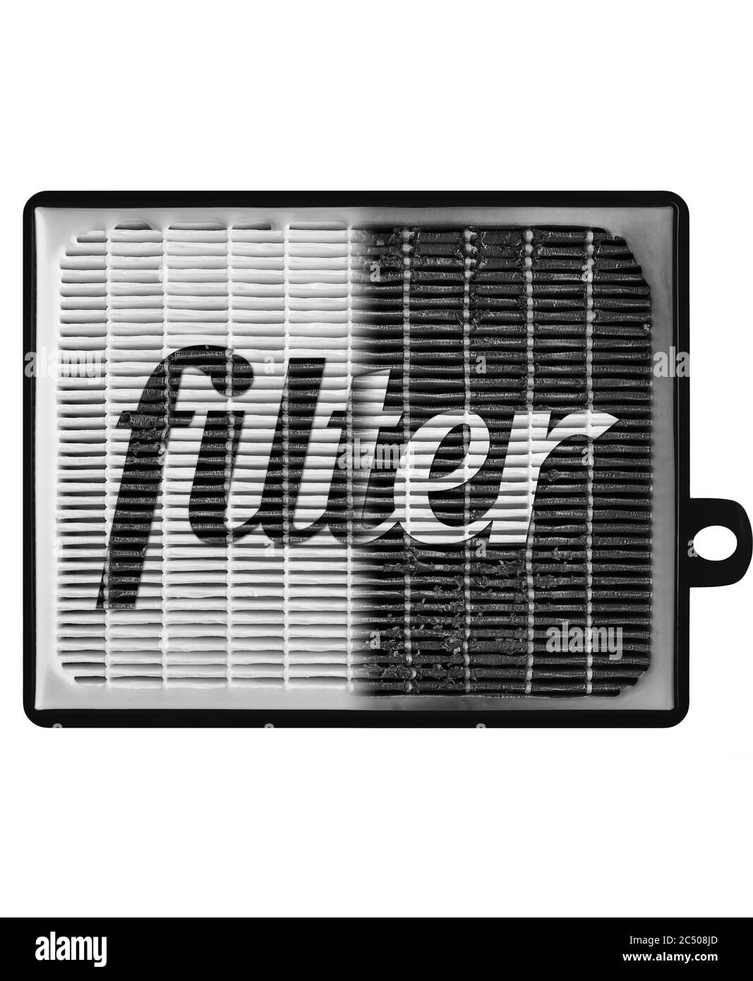 Hocheffizienter Luftfilter für HLK-System. Neuer und gebrauchter Filter. Stockfoto Hocheffizienter Luftfilter für HLK-System. Neuer und gebrauchter Filter. Stockfoto