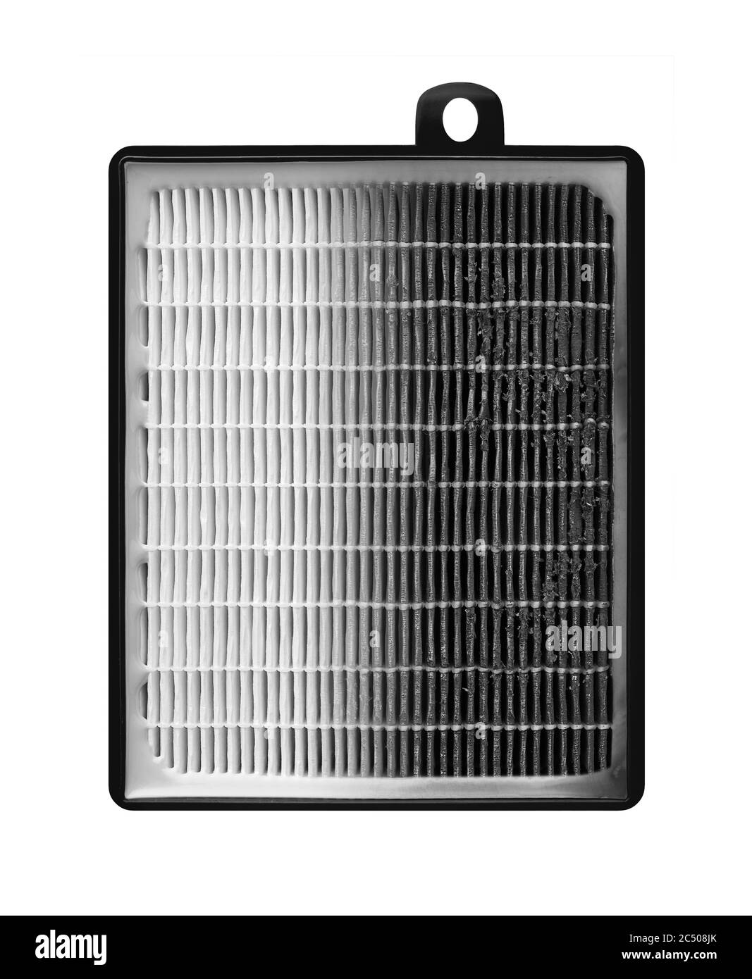 Hocheffizienter Luftfilter für HLK-System. Neuer und gebrauchter Filter. Stockfoto Hocheffizienter Luftfilter für HLK-System. Neuer und gebrauchter Filter. Stockfoto