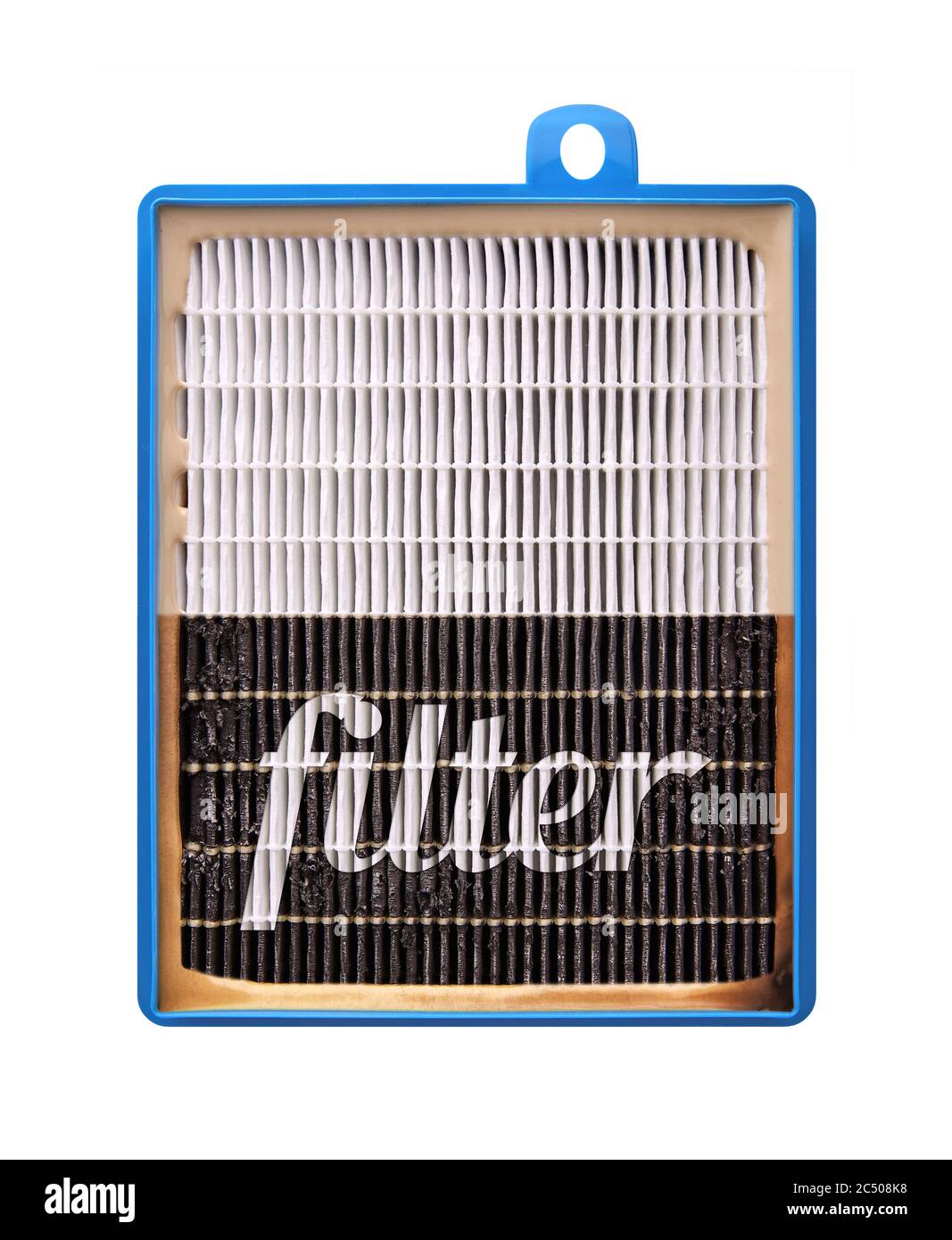 Hocheffizienter Luftfilter für HLK-System. Neuer und gebrauchter Filter. Stockfoto Hocheffizienter Luftfilter für HLK-System. Neuer und gebrauchter Filter. Stockfoto