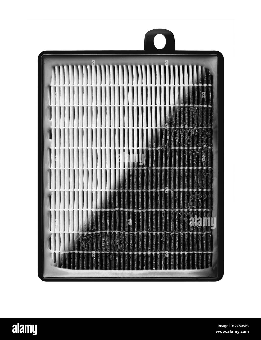 Hocheffizienter Luftfilter für HLK-System. Neuer und gebrauchter Filter. Stockfoto Hocheffizienter Luftfilter für HLK-System. Neuer und gebrauchter Filter. Stockfoto