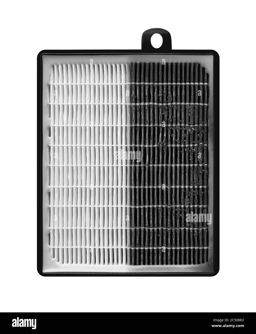 Hocheffizienter Luftfilter für HLK-System. Neuer und gebrauchter Filter. Stockfoto Hocheffizienter Luftfilter für HLK-System. Neuer und gebrauchter Filter. Stockfoto