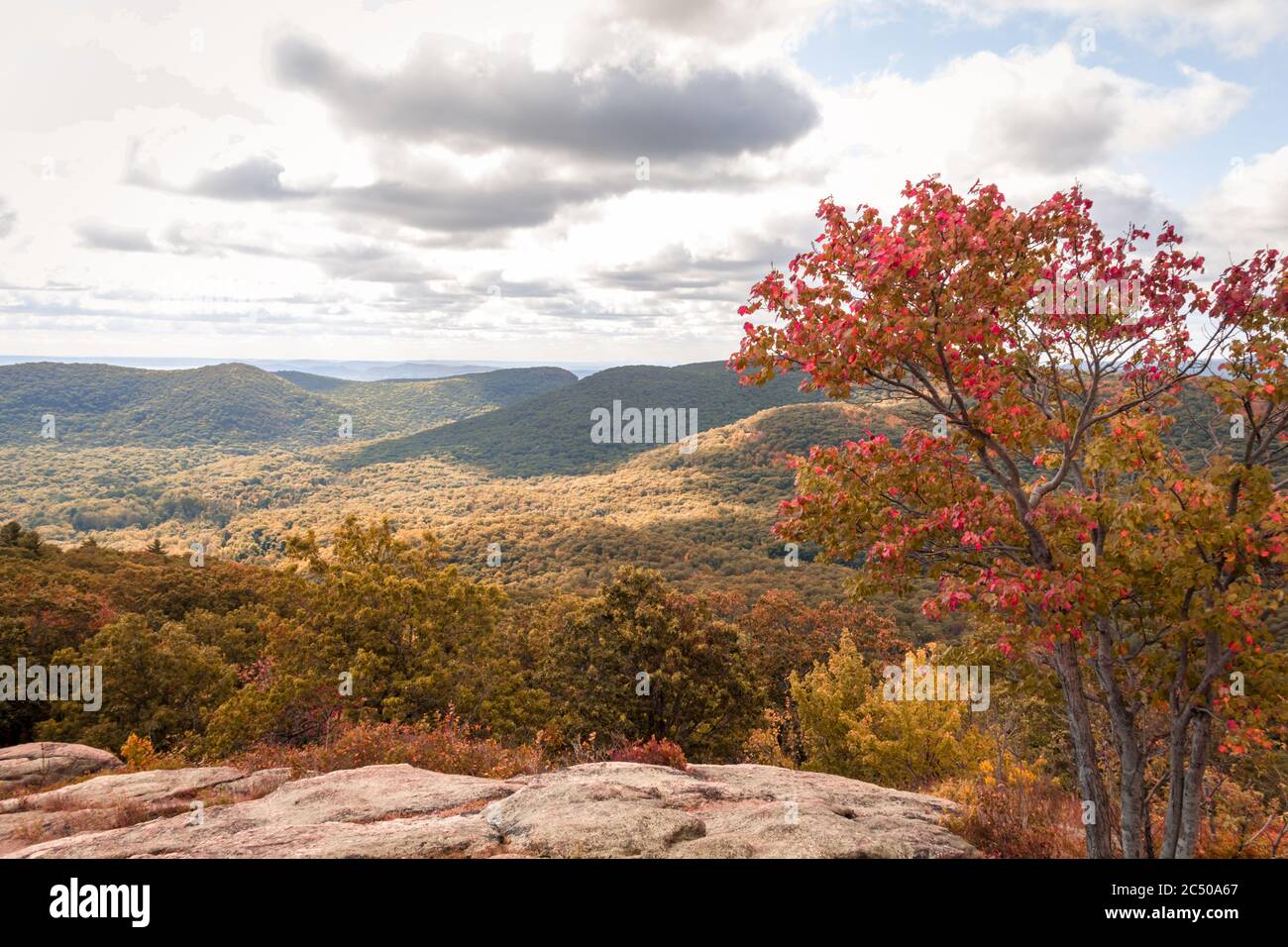 Bear Mountain State Park mit Blick auf die Berge mit frühherbstlichen Laub Stockfoto