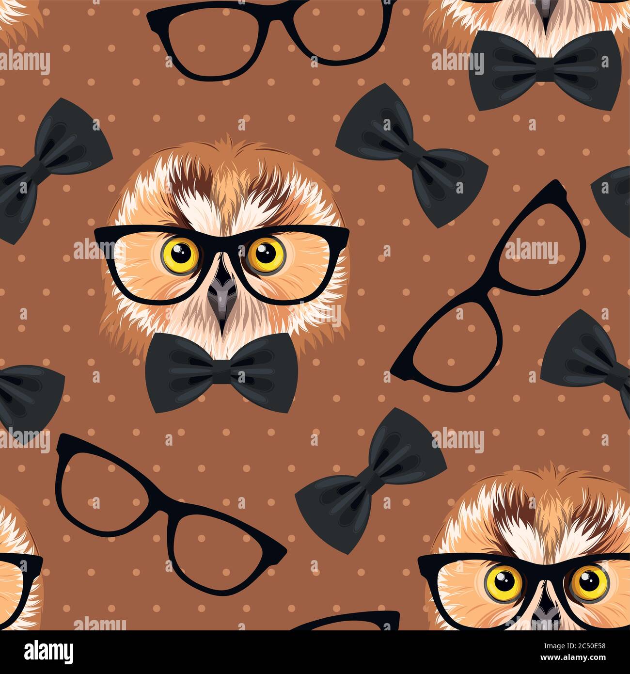 Eule mit Brille nahtlos Stock Vektor