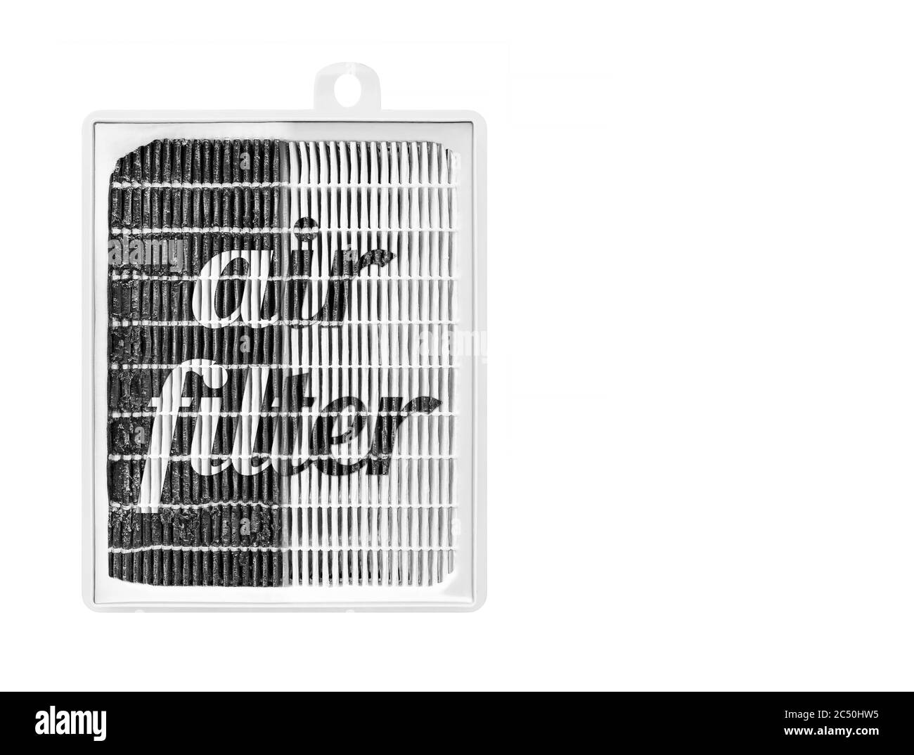 Hocheffizienter Luftfilter für HLK-System. Neuer und gebrauchter Filter. Die Gesundheit des Menschen. Kampf gegen Allergien und gefährliche Partikel. Stockfoto Hocheffizienter Luftfilter für HLK-System. Neuer und gebrauchter Filter. Die Gesundheit des Menschen. Kampf gegen Allergien und gefährliche Partikel. Stockfoto